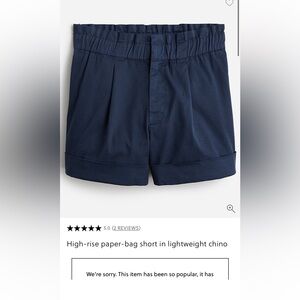 Worn once just crew navy paper bag elastic waist shorts